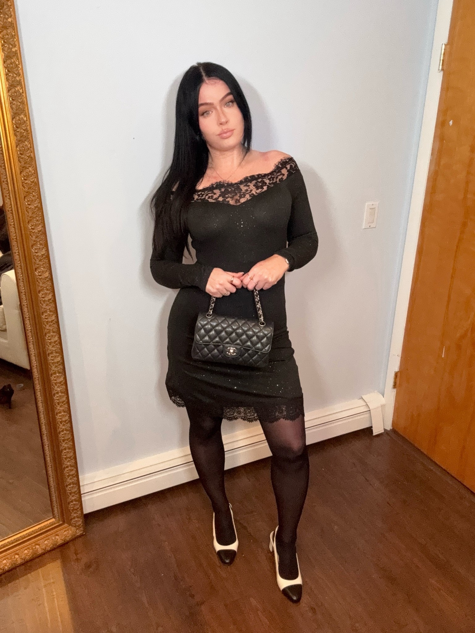 lace trim dress, comes in red & white too, love the subtle sparkle,  use code Alegra20 to save 

#LTKOver40 #LTKNYFW