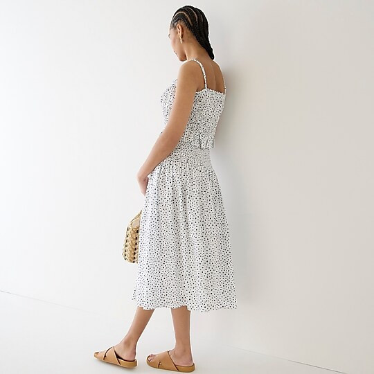 Smocked-waist skirt in dot | J. Crew US