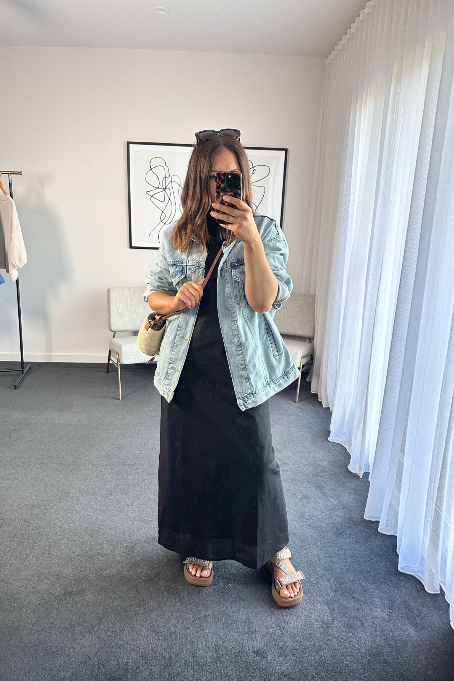 Link to sandals

https://www.celine.com/en-au/celine-leo-strappy-sandal-in-wool-with--inchceline-inch-jacquard-348532227C.02EH.38.html?gad_source=1&gclid=CjwKCAiAvoqsBhB9EiwA9XTWGalV_m2ljrrj71Qh87cHf9euKo-vncfKWM43B682MsAEnoQc1AftGRoCnlEQAvD_BwE

Link to denim jacket 

https://www.zara.com/au/en/zw-oversize-denim-jacket-p06186241.html