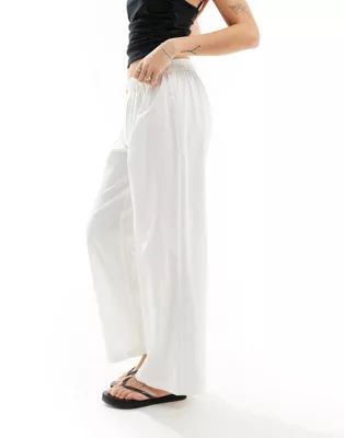 COLLUSION beach linen straight leg boxer trouser in white | ASOS (Global)
