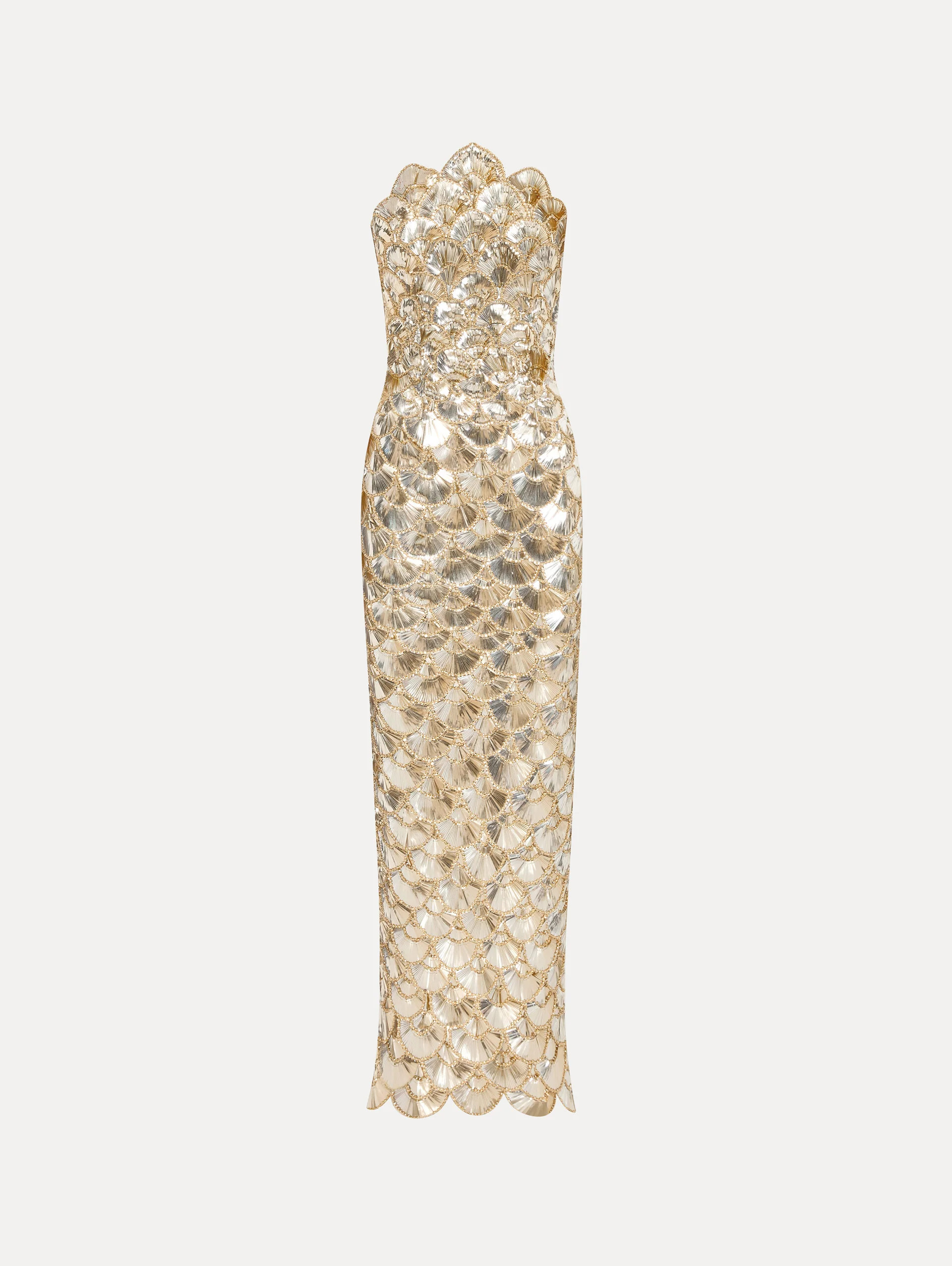 Sequin Scallop Embroidered Gown | Oscar de la Renta
