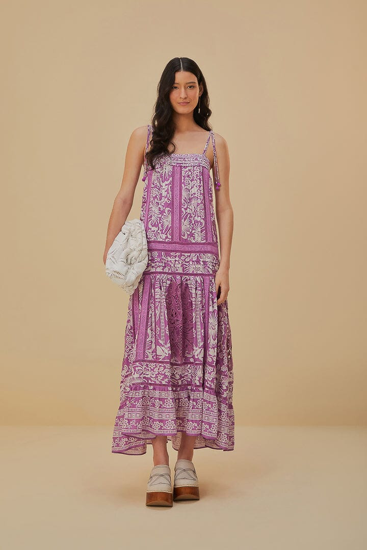 Lilac Sweet Garden Sleeveless Maxi Dress | FarmRio (US)