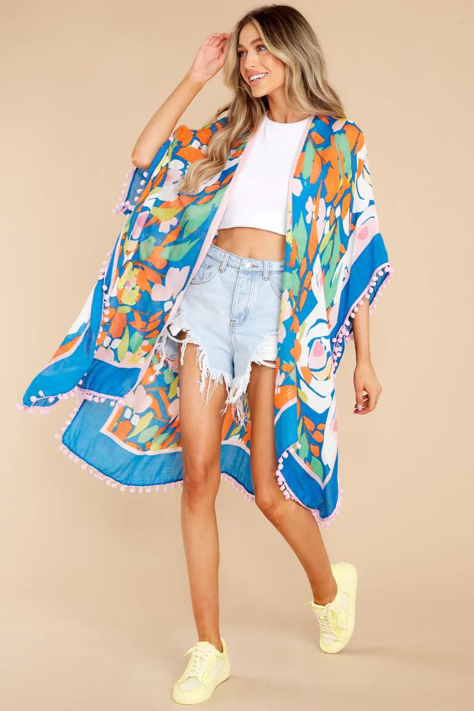 Colors Of Serenity Blue Multi Print Kimono | Red Dress 