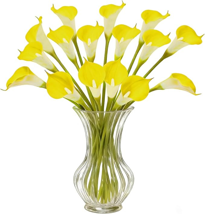 Calla Lily Artificial Flowers 22PCS 25" Faux Calla Lillies (yellow) | Real Touch Long Stem Yellow... | Amazon (US)