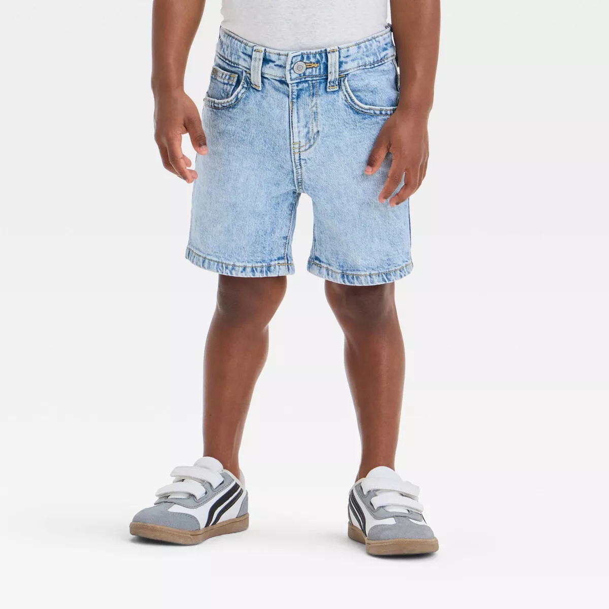 Toddler Boys' Button-Front Destructed Shorts - Cat & Jack™ Light Blue | Target