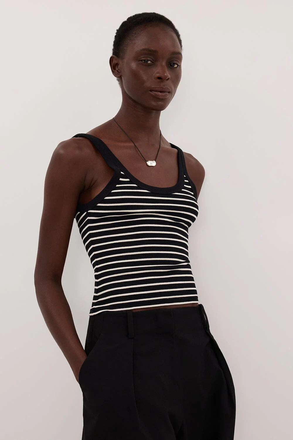 PENNY BLACK SLEEVELESS STRIPE KNIT TANK TOP | DISSH