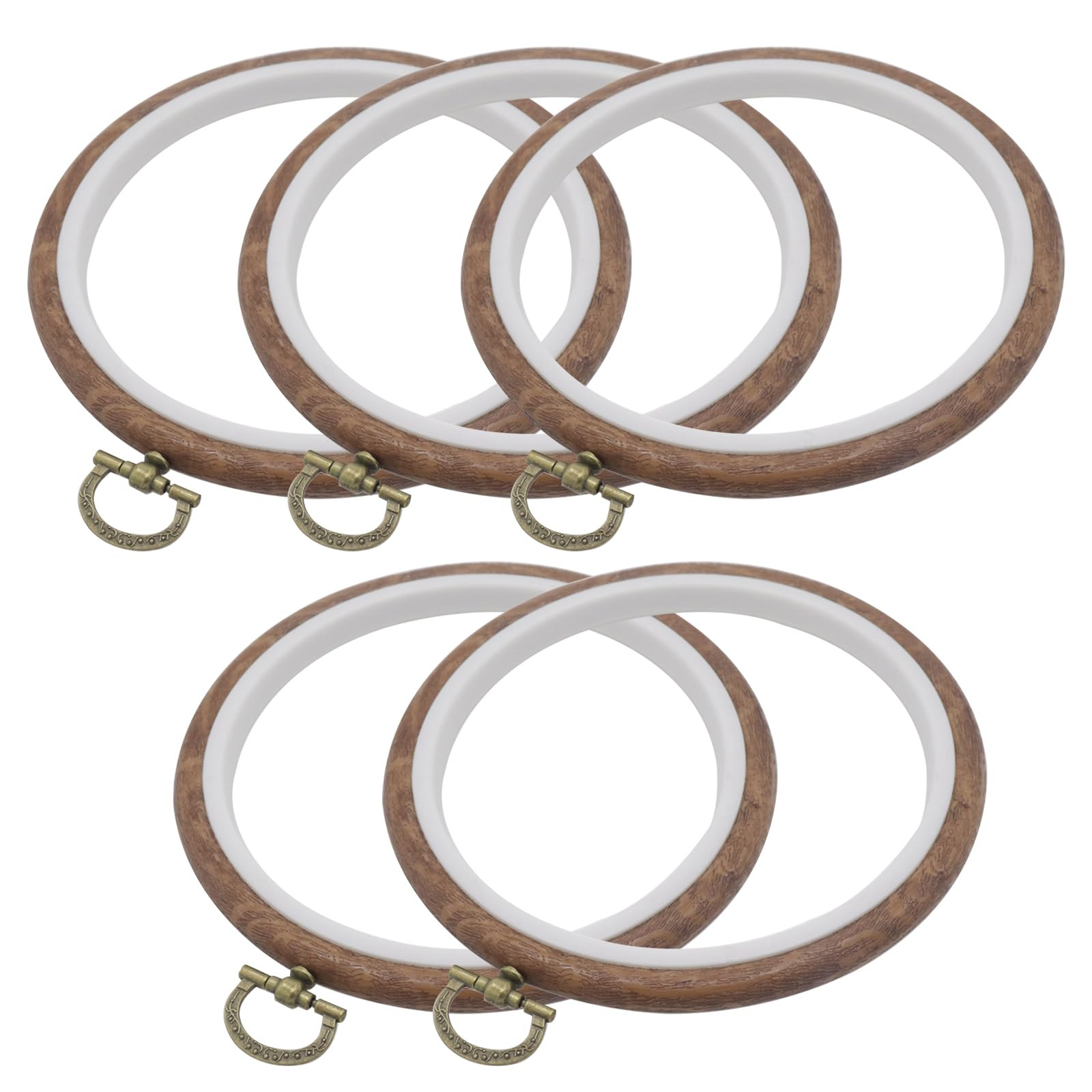 Joyangy 5 Pcs 5 Inch Embroidery Hoops, Round Imitated Wood Cross Stitch Hoop Rings for Art Craft ... | Amazon (US)