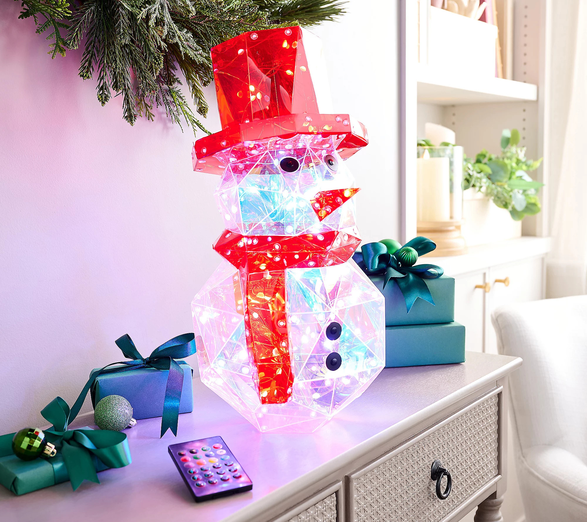 As Is Kringle Express 16"" In/Outdoor RGB Holo Graphic Snowman | QVC