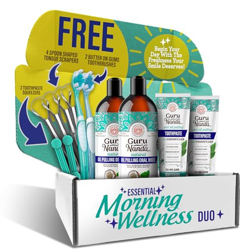 GuruNanda Essential Morning Wellness Duo – Coconut Oil Pulling Mouthwash & Hydroxyapatite Toothpaste – Helps Promotes Fresh Breath & Happy Gums, Fluoride-Free | Amazon (US)