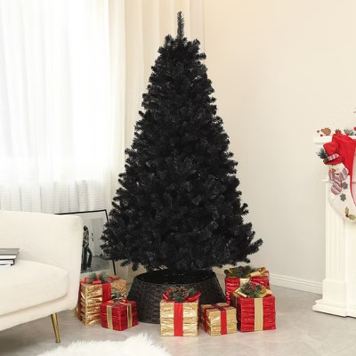 6ft Tall Artificial Christmas Tree, Unlit Xmas Tree with 1000 Branch Tips, Auto Open, Steel Base, Holiday D¨¦cor for Home Office, Black | Target