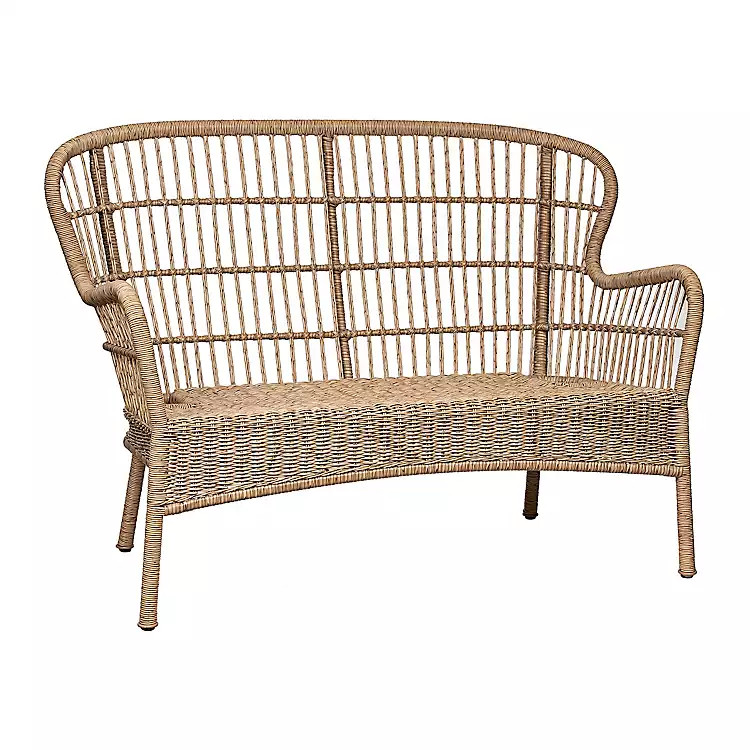 Tulum Natural Wicker Outdoor Settee | Kirkland's Home