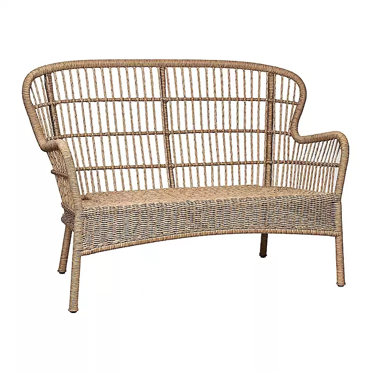 Tulum Natural Wicker Outdoor Settee curated on LTK