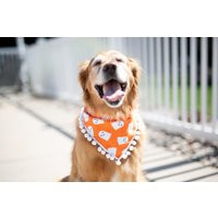 Ghost Dog Bandana, Over The Collar Pom Ghosts, Halloween Dog, Halloween, Orange, Black & White, Large Fall | Etsy (US)