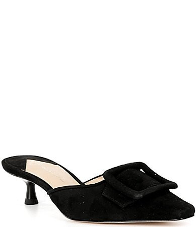 Antonio Melani Kendra Suede Buckle Ornament Mules - 5.5 | Dillard's