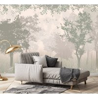 Tree Wallpaper in The Foggy Forest Peel & Stick Landscape Wall Mural Bacground | Etsy (US)
