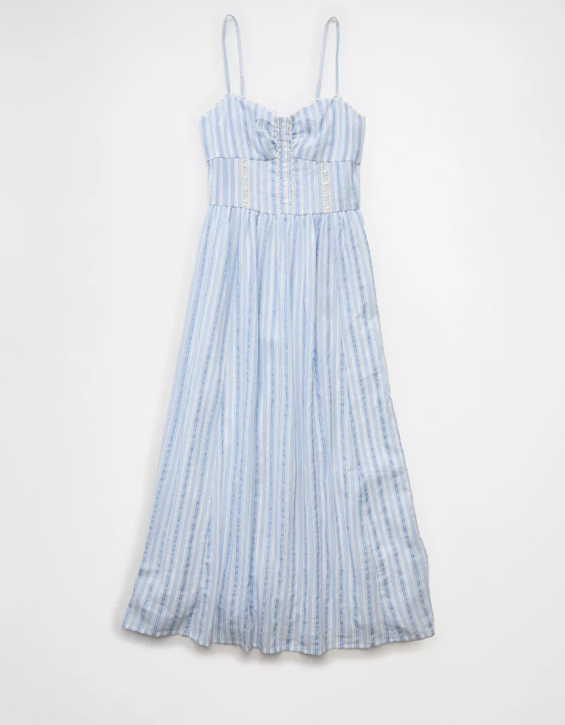 AE Catie Corset Button-Up Midi Dress | American Eagle Outfitters (US & CA)