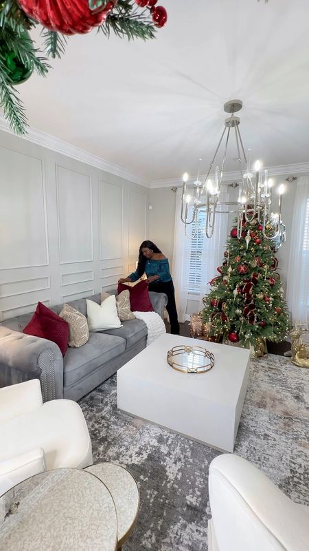 Living room Christmas decorate with me! #christmasdecor #livingroom #christmastree 

#LTKSeasonal #LTKHoliday #LTKhome