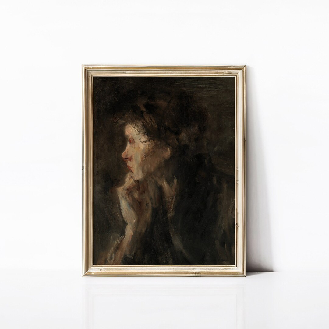 Vintage Portrait Oil Painting | Moody Woman Portrait | Digital Download | Printable Wall Art - Et... | Etsy (US)