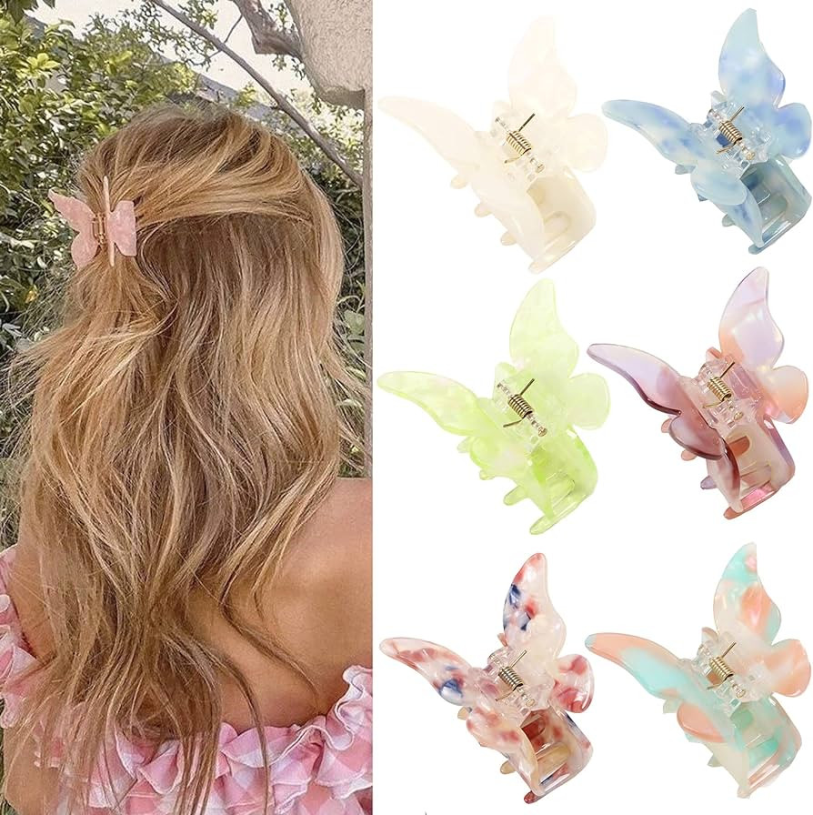 NAISIER Hair Claw Butterfly Tortoise Shell Jaw Clips 2.3 inch Beautiful Hair Accessories for Girl... | Amazon (US)
