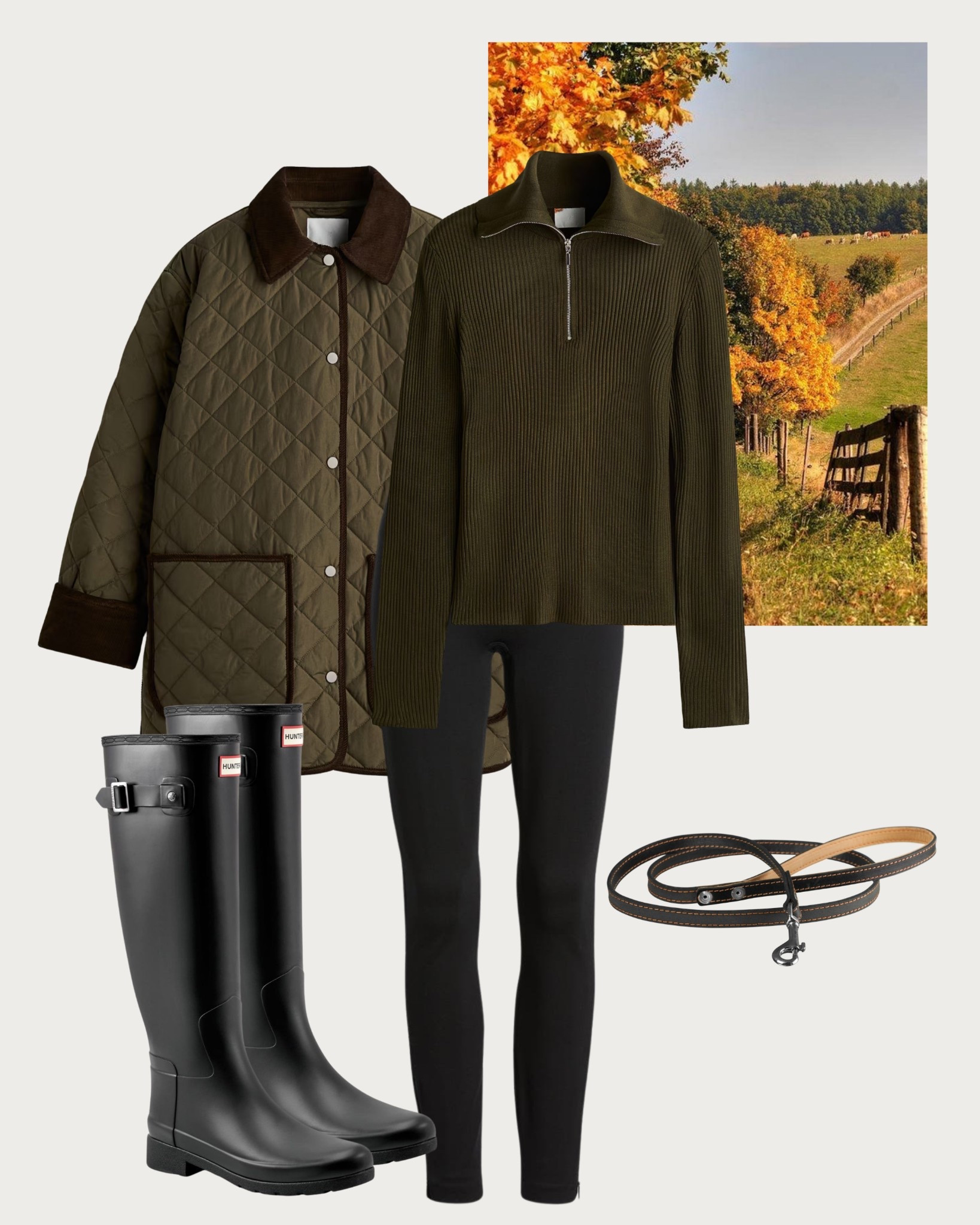 Khaki jacket leggings knee high boots 

#LTKautumn #LTKeurope #LTKwinter