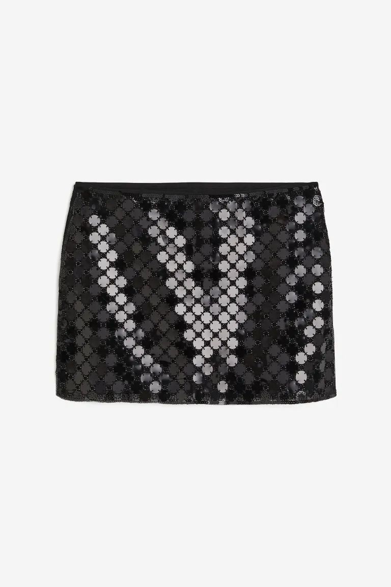 Sequined Mini Skirt - Black - Ladies | H&M US | H&M (US + CA)