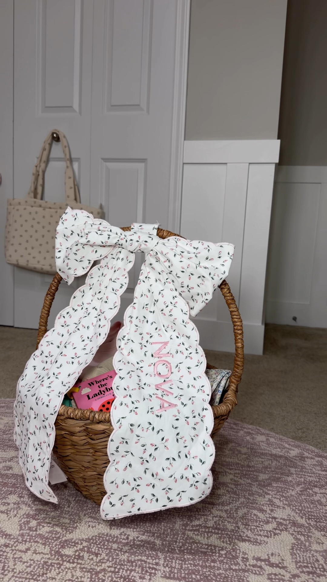 Easter basket for baby girl (10 months old) with simple and intentional pieces 