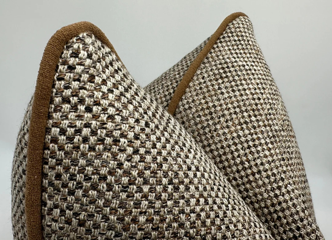 Brown and Beige Basketweave Woven Pillow Cover,throw Linen,mother's Day,20x20 - Etsy | Etsy (US)