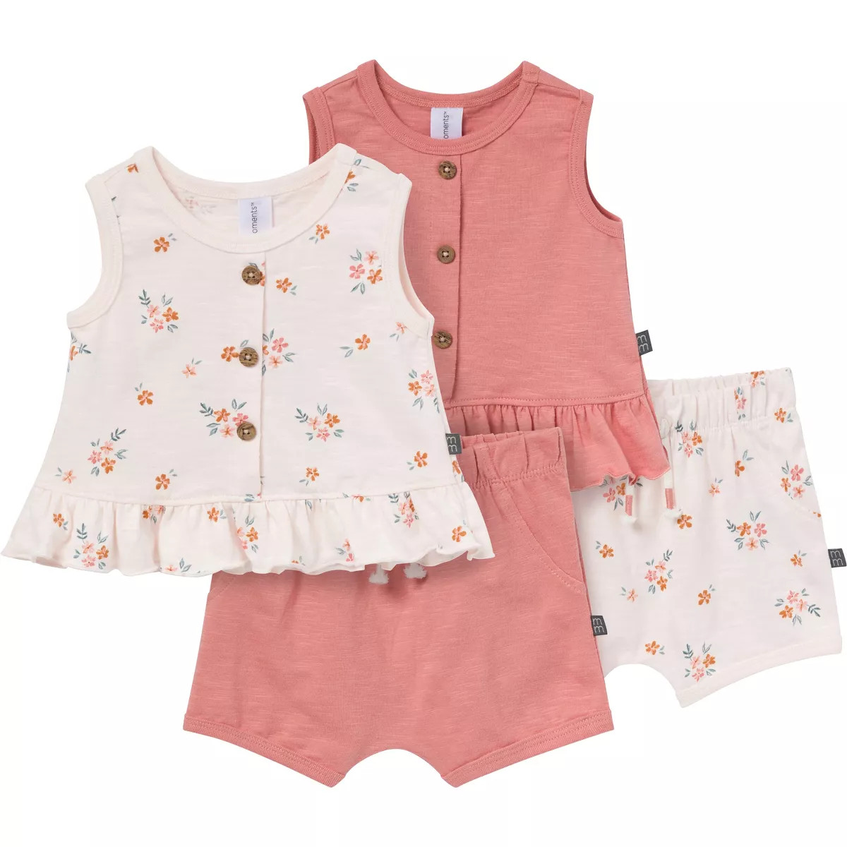 Modern Moments™ by Gerber Baby Girls' 4-Piece Sleeveless Peplum Tops and Shorts Set | Target