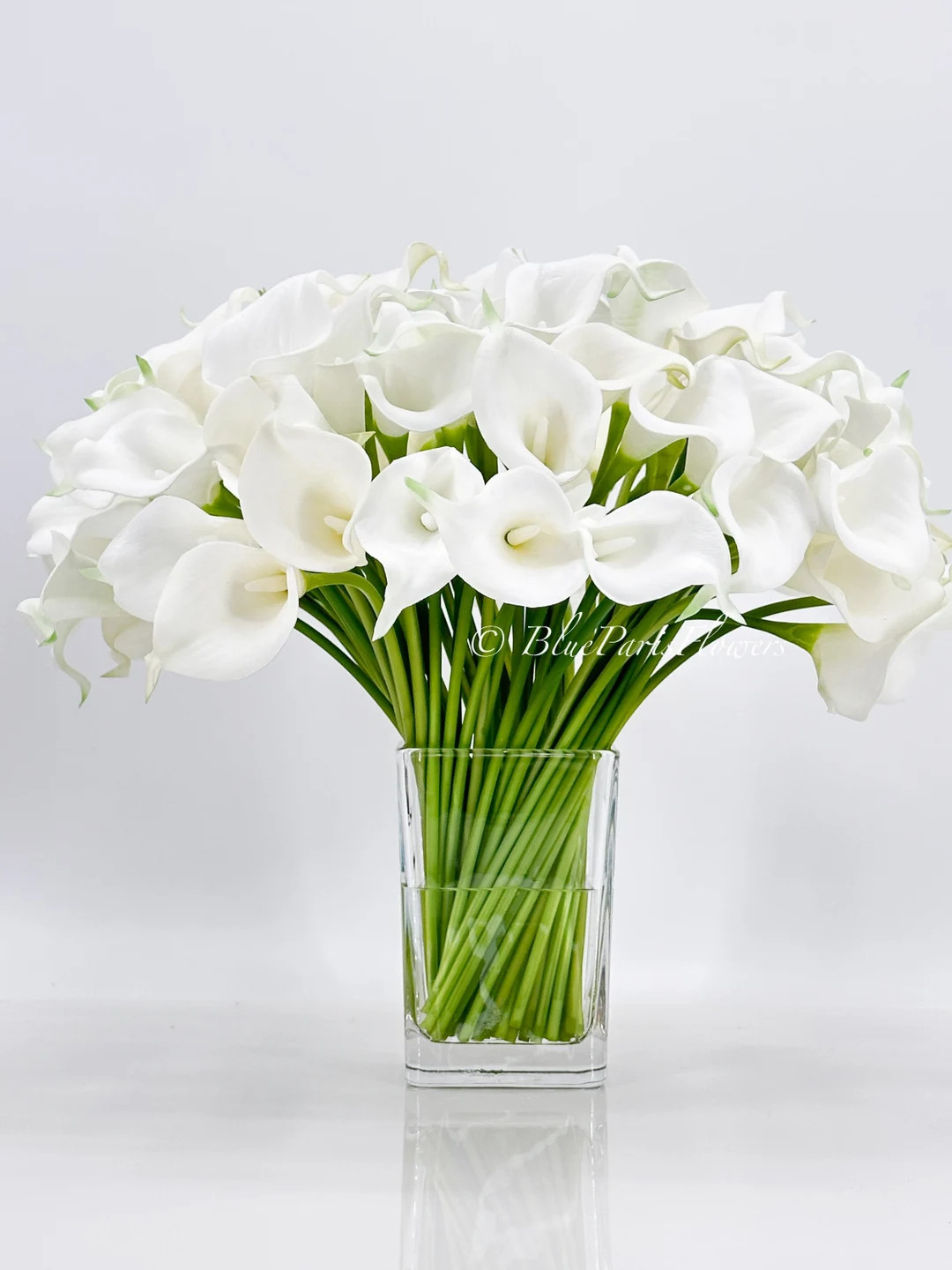 White Real Touch Calla Lilies Arrangement: Faux Floral Centerpiece in Glass Vase - Etsy | Etsy (US)