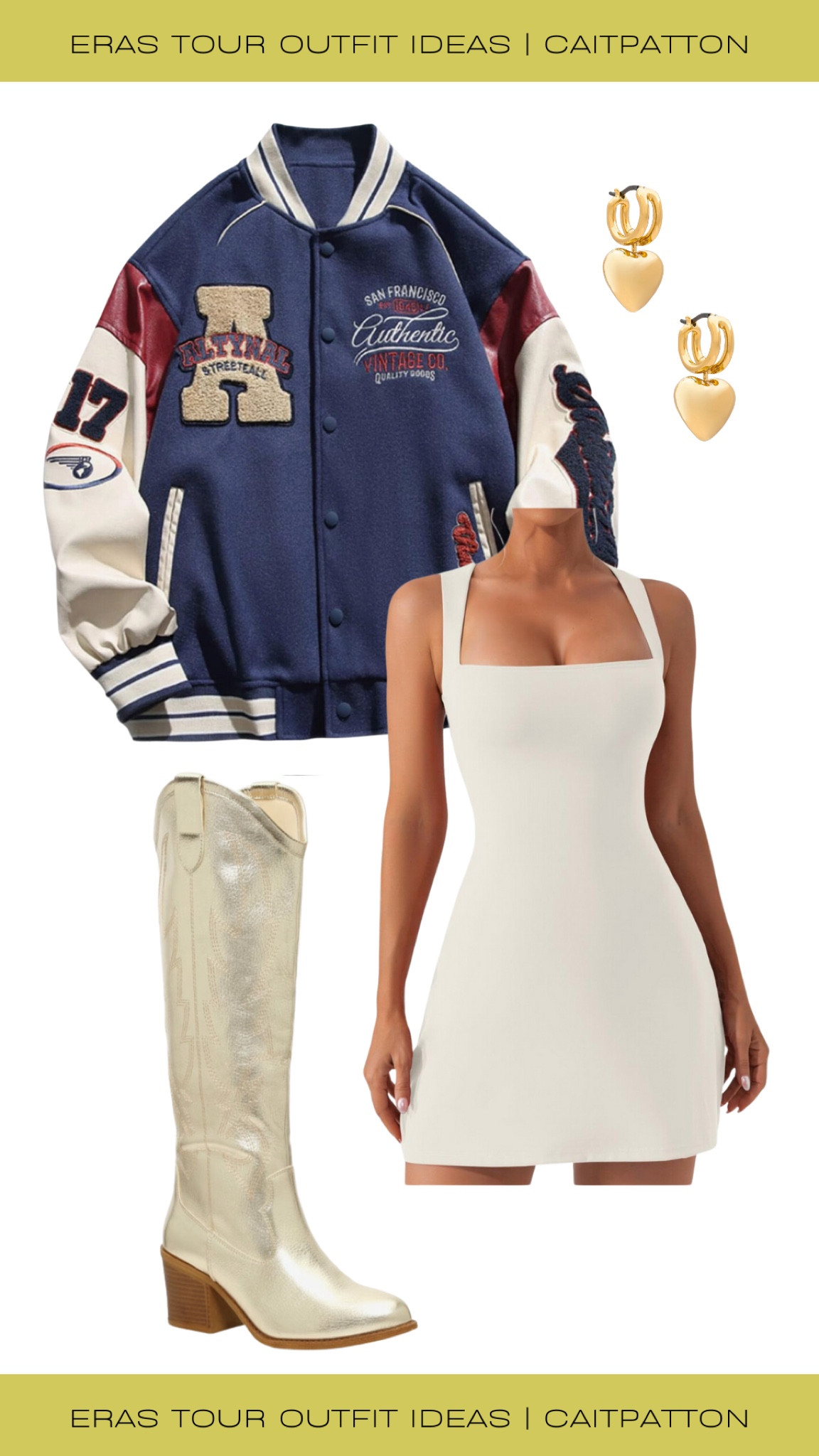 Cute Fearless outfit idea for the Eras Tour!

Letterman jacket, varsity jacket, high school letterman jacket, varsity jacket high school, white dress, tank dress, gold cowboy boots, gold cowgirl boots, gold earrings, heart earrings, eras tour outfit idea, eras tour outfit, fearless outfit idea, fearless outfit, fearless era outfit idea, fearless era outfit, fearless eras outfit, fearless eras outfit idea, taylor swift eras tour outfit, taylor swift eras tour outfit idea, taylor swift fearless outfit, Taylor swift fearless outfit idea 

#LTKshoecrush #LTKstyletip #LTKfindsunder100