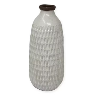 Sagebrook Home Hammered Small Ceramic Vase in Ivory | Bed Bath & Beyond