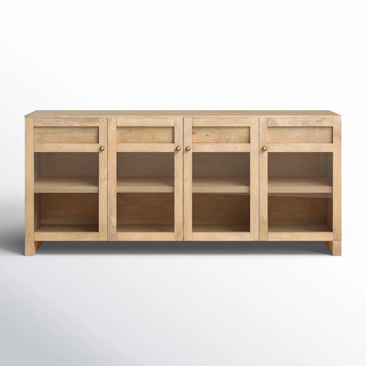 Stonewall Light Brown Wood w/ Glass Doors Sideboard | Wayfair North America