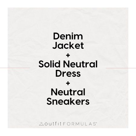 Need an outfit idea to style tomorrow? Check out this formula:
Denim Jacket + Solid Neutral Dress + Neutral Sneakers

📸 Snap a selfie and tag us in your version of this look.

WHAT IS AN OUTFIT FORMULA?
Much like combining the ingredients from a recipe to create a meal, an Outfit Formula is a combination of pieces to create a complete look. It’s like meal planning for your closet!

The beauty of a formula is you can adapt it to suit you own lifestyle, climate, colors, style, budget, and body shape. It's not about matching the pictured examples exactly, use the clothes you already own to make the look uniquely yours. The examples pictured here are just the tip of the iceberg!

How would you adapt this formula to work for you? 🤔

READY FOR MORE?
Take our outfit quiz at outfitformulas.com/quiz

#LTKstyletip #LTKover40 #LTKfindsunder100