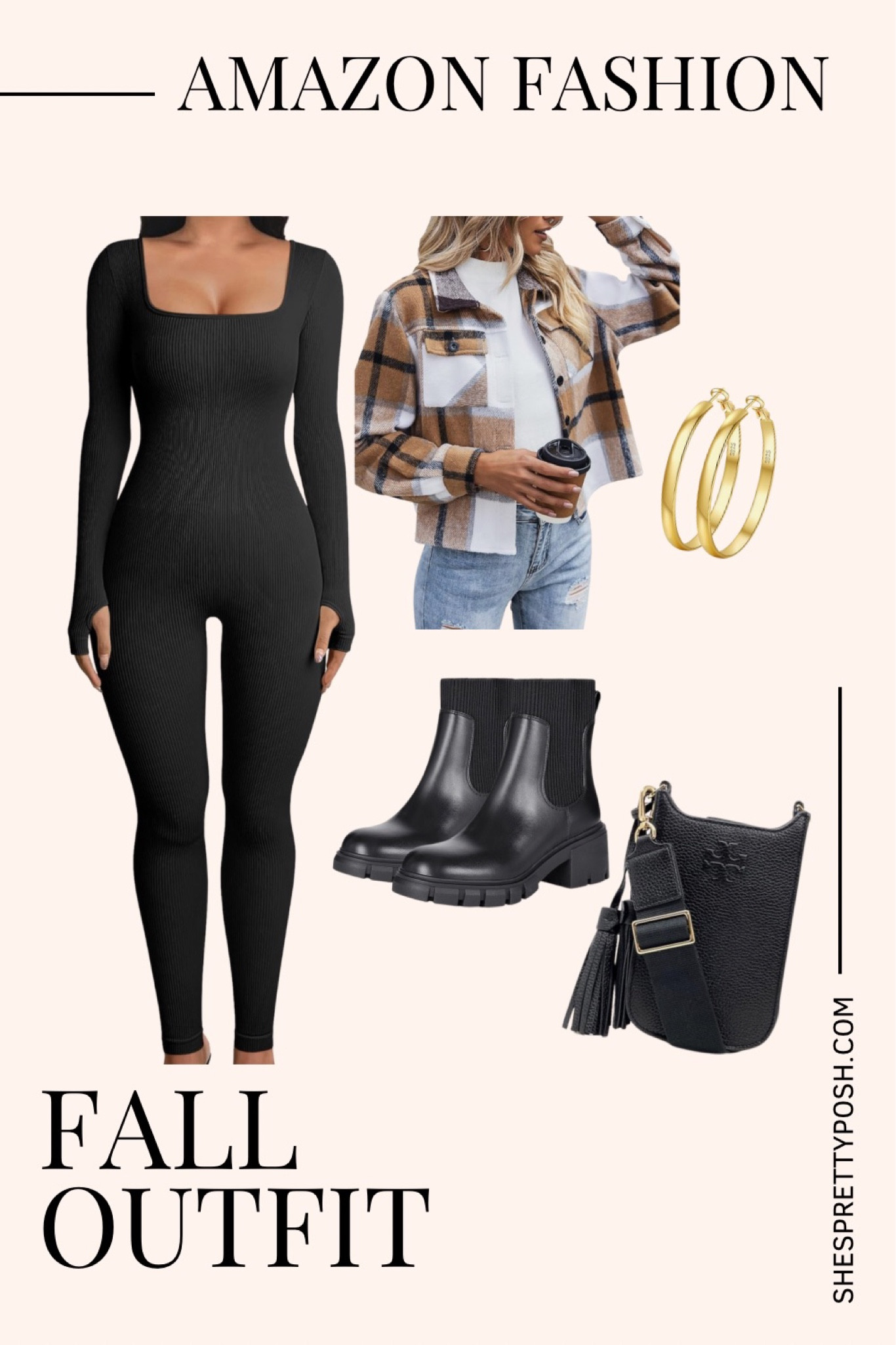 Super cute casual fall outfit idea from Amazon. #jumpsuit #bodysuit #plaid #shacket #bootie

#LTKstyletip #LTKfindsunder50 #LTKSeasonal
