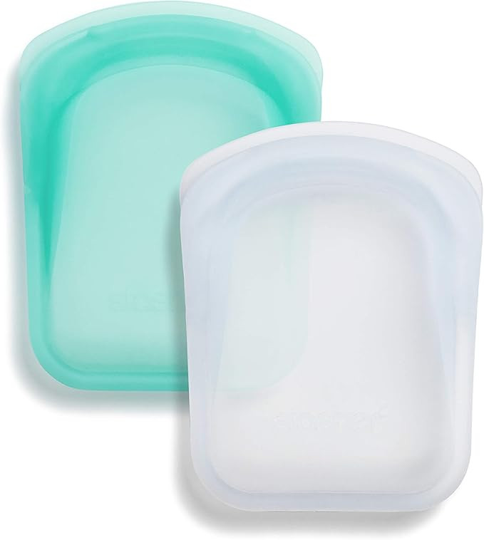 Stasher Platinum Silicone Food Grade Reusable Storage Bag, Clear + Aqua (Pocket Size, 2 Set) | Reduc | Amazon (US)