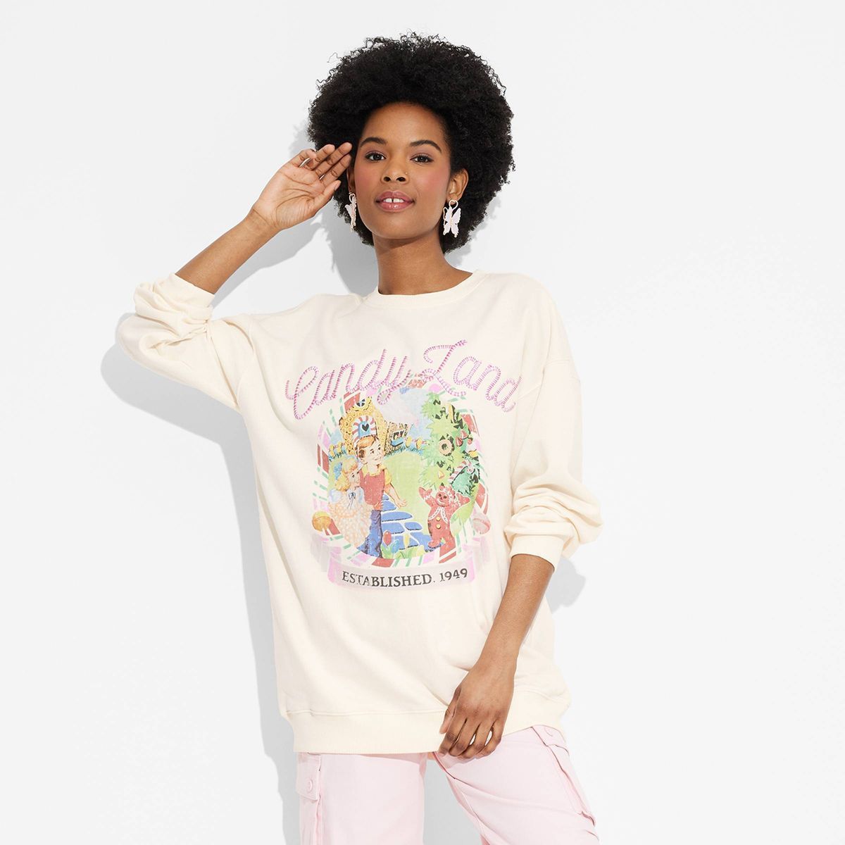 Women's Candy Land Graphic Sweatshirt - Ivory | Target