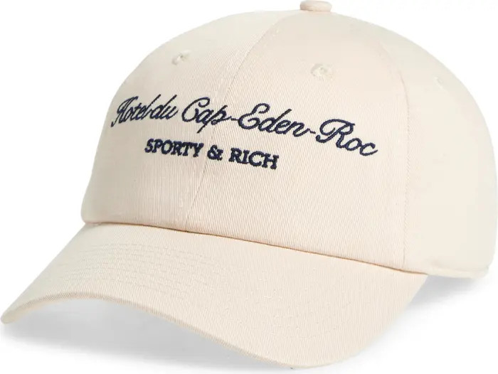 Sporty & Rich Hotel du Cursive Embroidered Baseball Cap | Nordstrom | Nordstrom