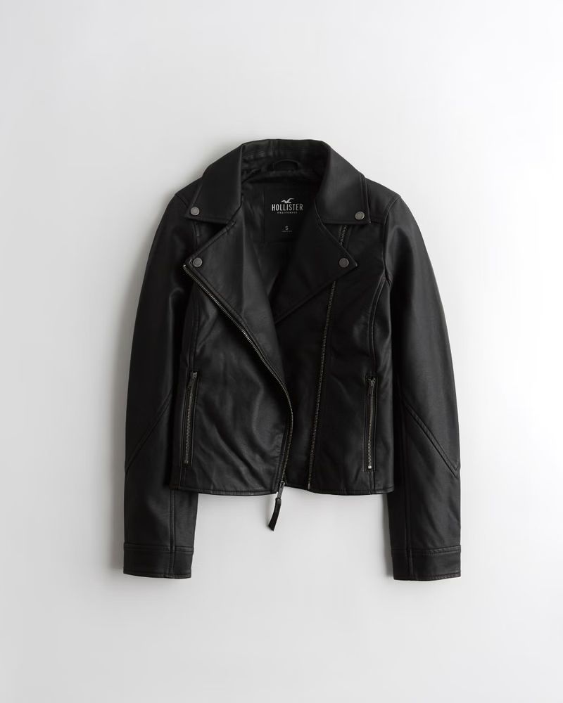 Faux-Leather Biker Jacket | Hollister (US)