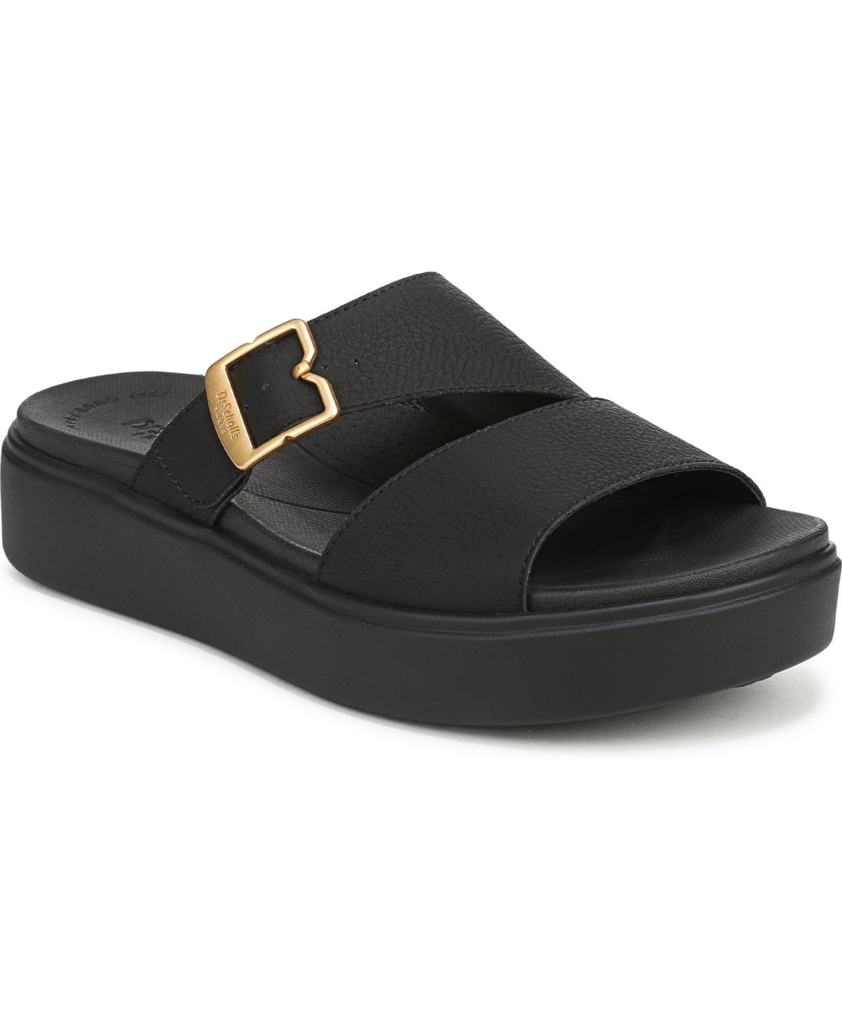 Dr. Scholl's Women's Madison Cloud Slide Slide Sandals - Black Faux Leather | Macy's