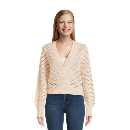 No Boundaries Juniors Mesh Sweater Cardigan Midweight Sizes XS-3XL | Walmart (US)
