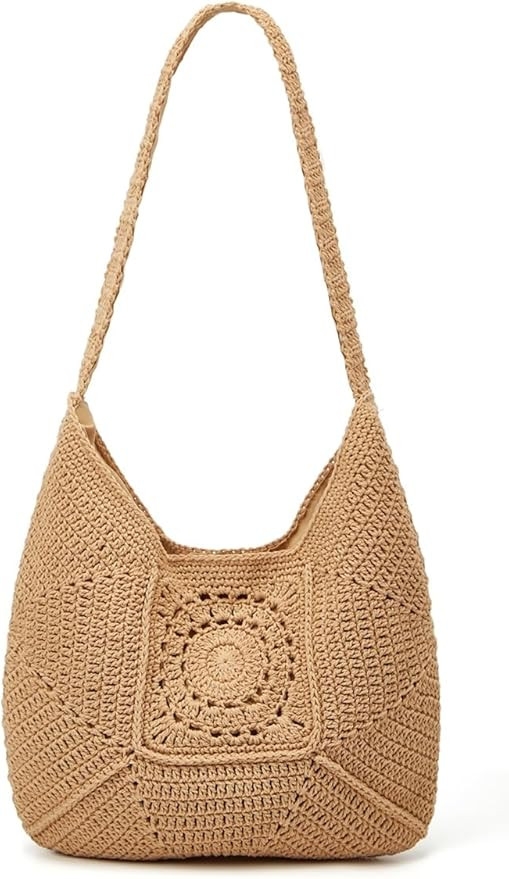 Epsion Women Straw Beach Bag Casual Bucket Tote Summer Woven Handbag Shoulder Bag Shopping Travel... | Amazon (US)
