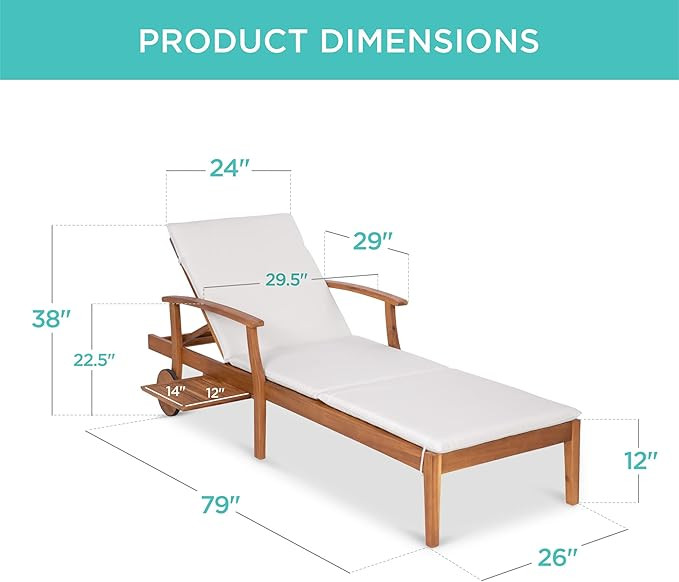 Best Choice Products 79x26in Acacia Wood Chaise Lounge Chair Recliner, Outdoor Furniture for Pati... | Amazon (US)