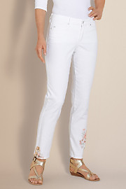 Not Your Daughter's Jeans Alisha Floral Ankle Jean - OPTIC WHITE | Soft Surroundings Outlet