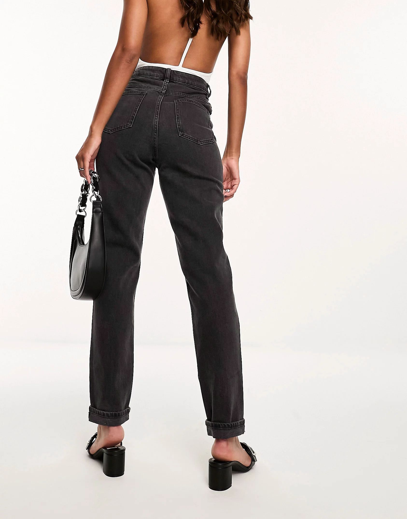 ASOS DESIGN slim mom jeans in washed black | ASOS (Global)