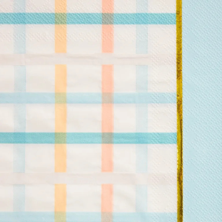 Easter Multicolor Plaid Disposable Paper Napkins, 6.5 in x 6.5 in, 16 Count, by Way To Celebrate | Walmart (US)