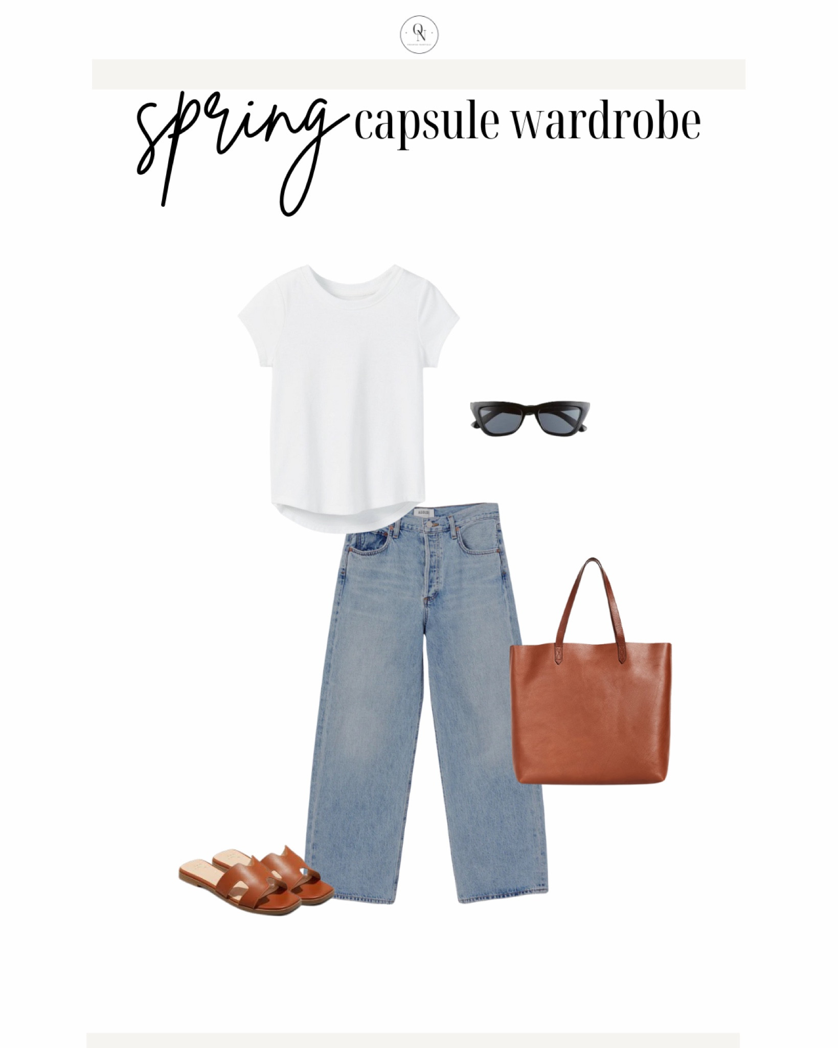 Elevated jeans and a tshirt outfit, white tshirt outfit, jeans and a tshirt outfit

The Spring Capsule Wardorbe is here! 18 pieces to make getting dressed easy, decrease decision fatigue and reduce your mental load this spring. All at a modest price point with all items including trench under $150.

1. Basic white tshirt
2. Cashmere sweater
3. Striped sweater
4. White button down
5. Black denim
6. Cream pants (not shown but linked)
7. Wide leg denim
8. Black blazer
9. Trench coat
10. Black mules
11. Cognac sandals
12. Black sling backs
13. Sneakers
14. Chain necklace
15. Black purse 
16. Black crossbody (not shown)
17. Cognac tote
18. Sunglasses

spring outfits, spring capsule, what to wear for spring, spring outfits for women, travel spring outfits, spring essentials, sprint closet essentials, spring wardrobe essentials

#LTKSpringSale #LTKSeasonal