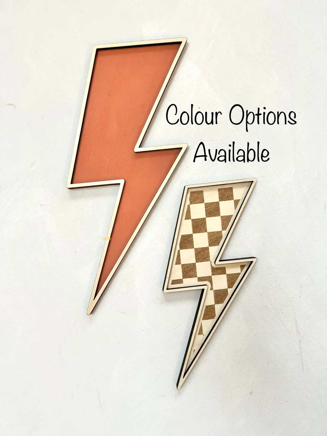 Wood Lightning Bolt Wall Hanging, Painted or Engraved Chequered, Boyhood Theme Room, Boy Girl Bed... | Etsy (US)