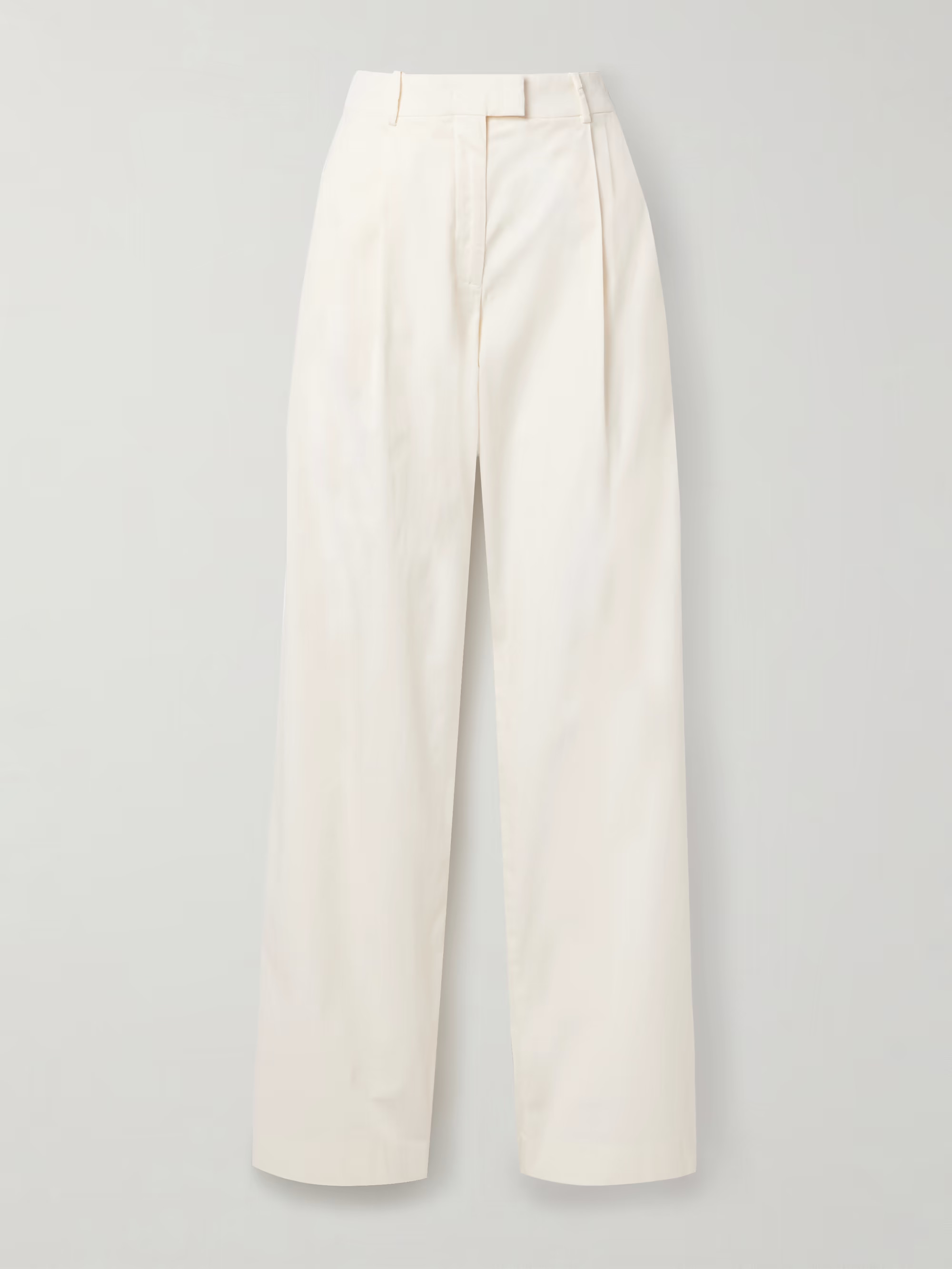 Pleated organic cotton-blend poplin wide-leg pants | NET-A-PORTER (UK & EU)