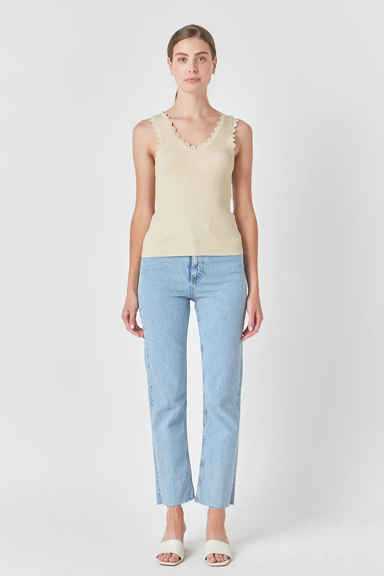 Scallop Detail Sleeveless Top | Endless Rose