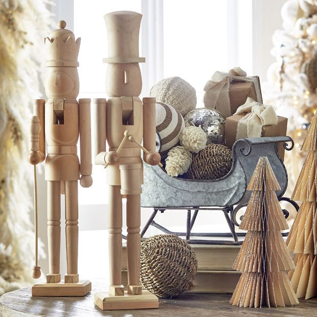 Classic Natural Wood Nutcracker Set of 2 | Antique Farm House